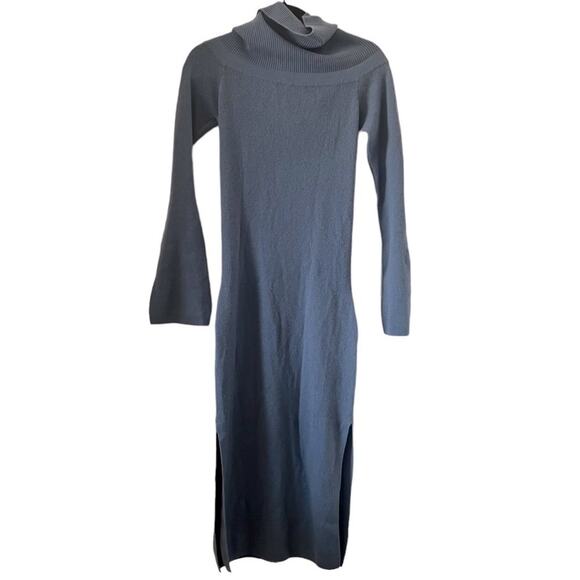 Naadam Cashmere Wool Blend Knit Dress In Slate Blue Size M - Picture 5 of 16